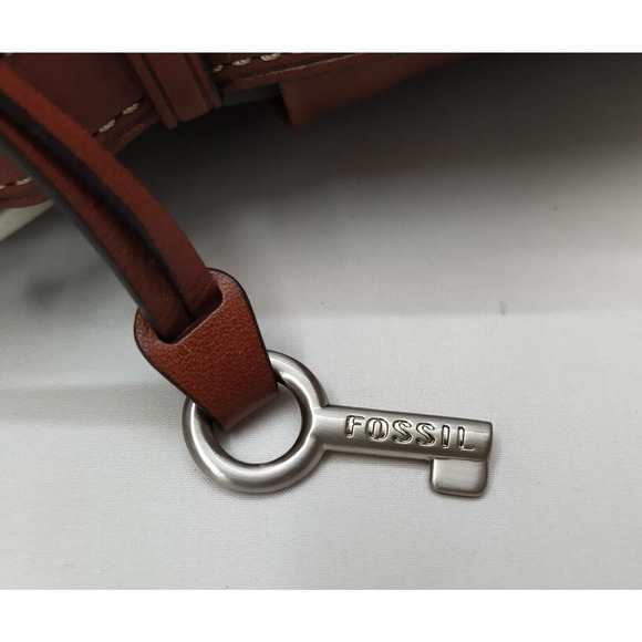 Fossil Oliver Green Nylon Leather Trim Zipper Closure Hobo Shoulder Bag - Picture 5 of 15